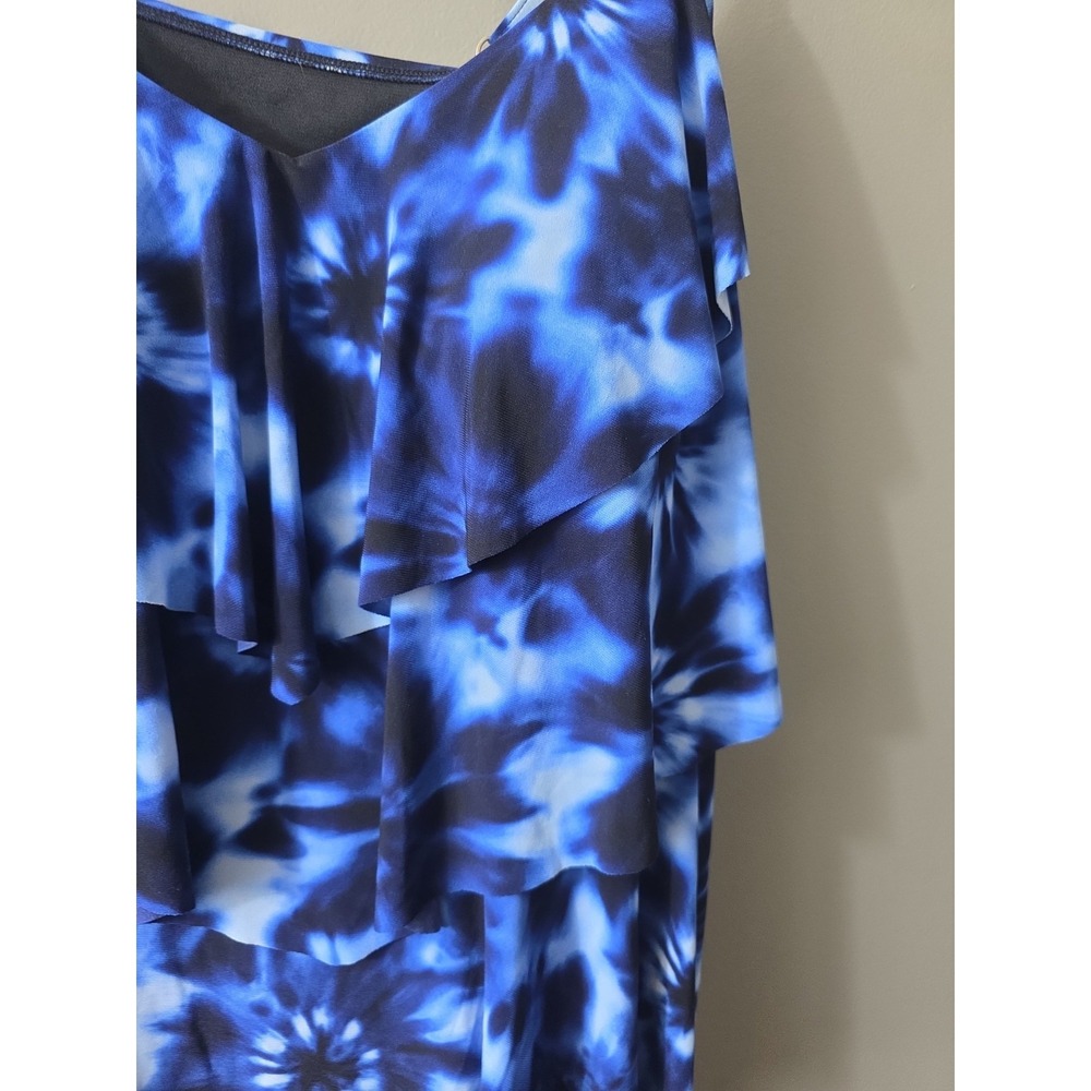 Aqua Green Womens Tankini Swimsuit Top Swimwear Tie Die Blue Plus Size 26W NWT - Picture 12 of 12